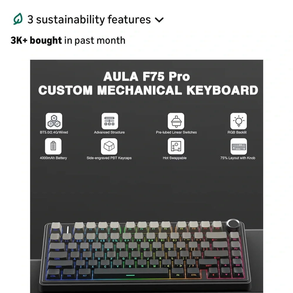 Aula a75 modified Mechanical Keyboard with leopard print keycaps